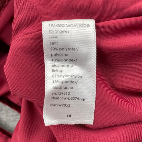 Naked Wardrobe Bodysuit Womens M Red Plush Velvet Tube Strapless Romantic Glam - Picture 7 of 12